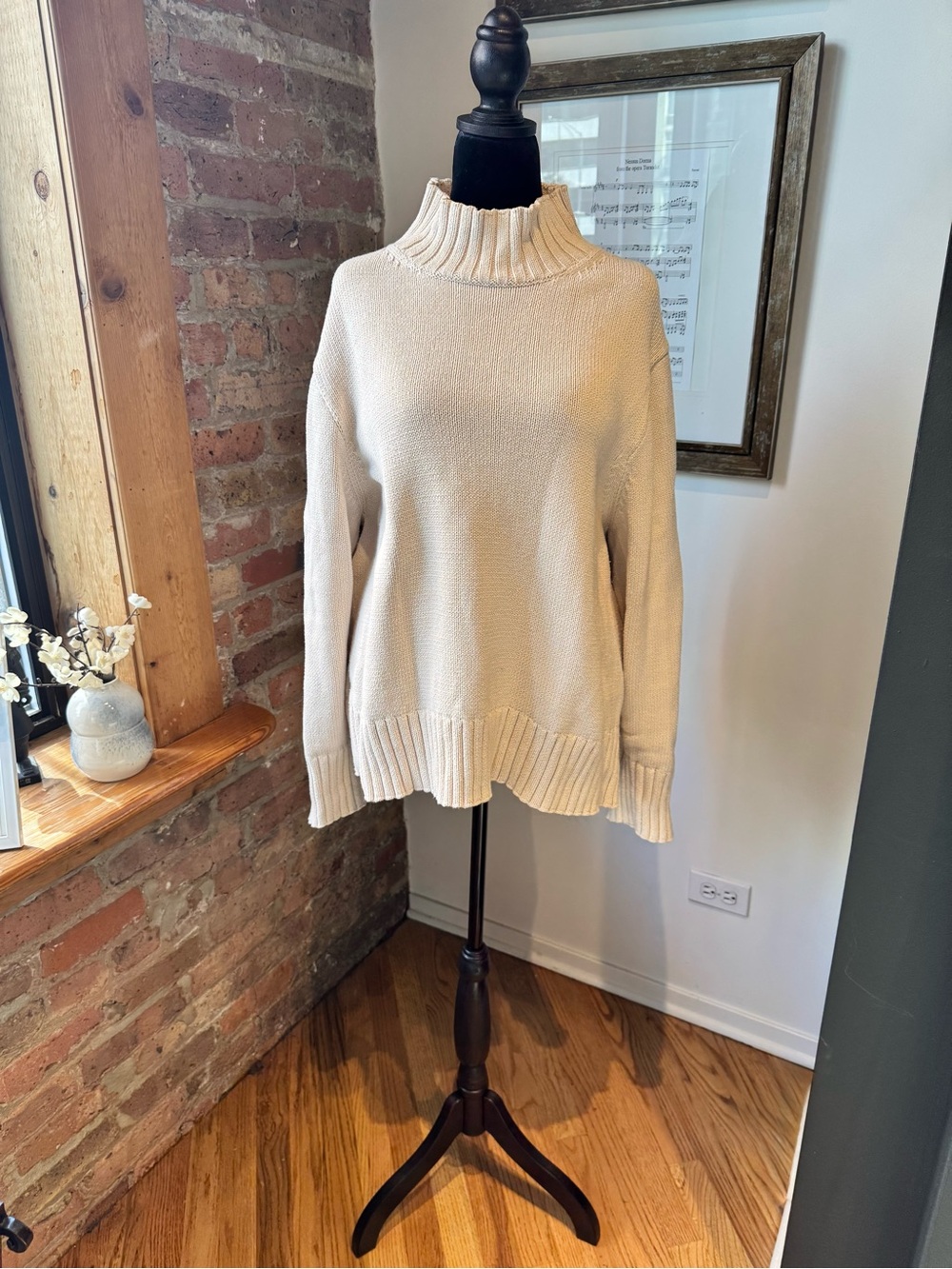 J. Crew Cream Ribbed Turtleneck Sweater